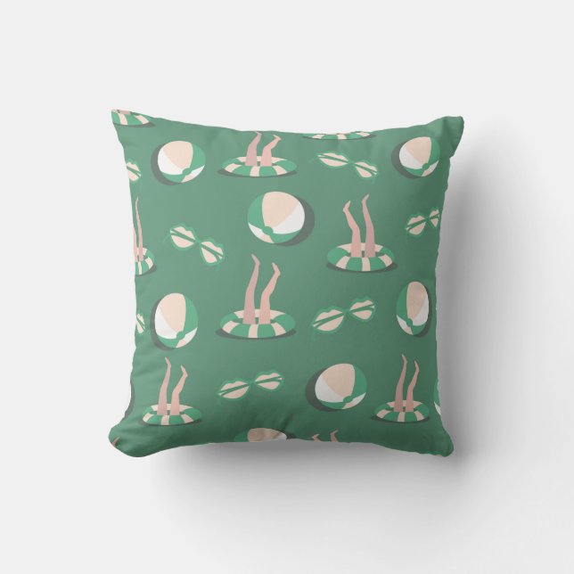 vintage Summer topic icons seamless repeat pattern Cushion (Front)