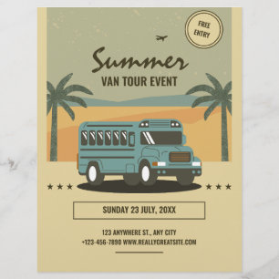 Vintage Summer Tour Poster, Kids Summer camp Flyer