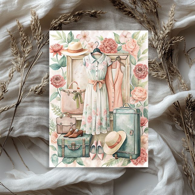 Vintage summer vacation travel suitcases tissue paper (Vintage summer vacation travel suitcases tissue paper)