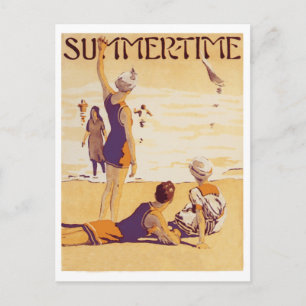 Vintage Summertime at the Beach Postcard
