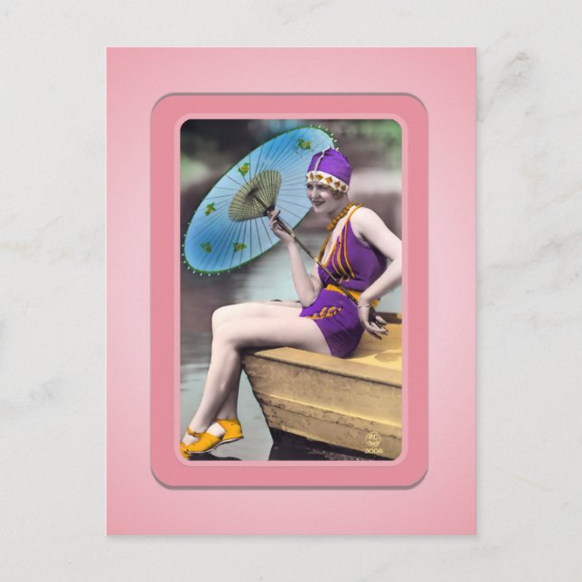 Vintage Sun Bather Beach Babes Postcard (Front)