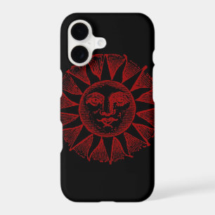 Vintage Sun Engraving Red and Black