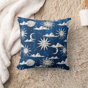 Vintage Sun Moon Celestial Pattern Cushion