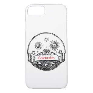 Vintage Sun Moon Stars Ocean Planet Earth Drawing Case-Mate iPhone Case