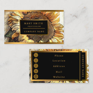 Vintage Sun Sunflower Modern Art Collection Business Card