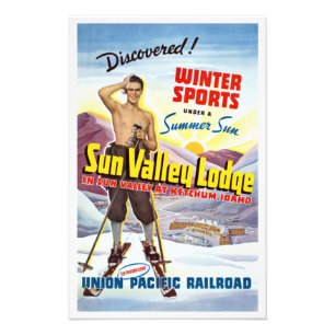 Vintage Sun Valley Idaho Ski Travel Poster