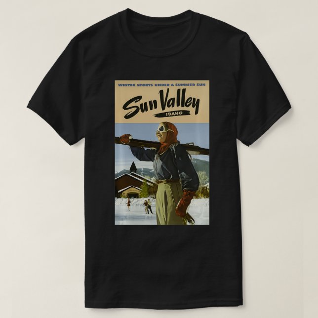 Vintage Sun Valley Idaho Travel  T-Shirt (Design Front)