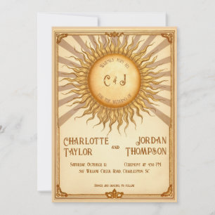 Vintage Sun Wedding Invitation in Warm Tones