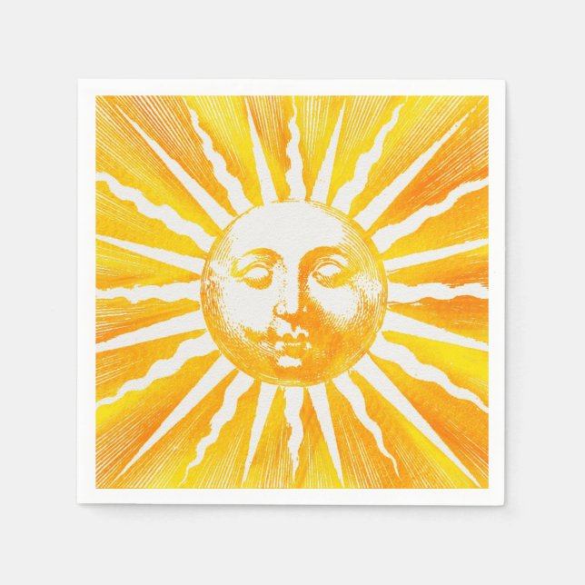 Vintage sun yellow orange sunshine napkin (Front)