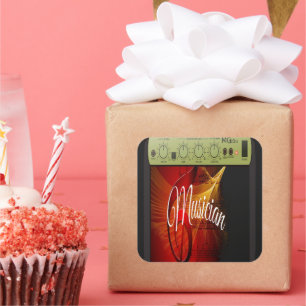 Vintage Sunburst Guitar Player Square Sticker