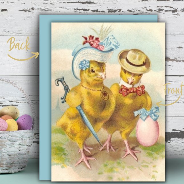 Vintage Sunday Best Easter Chicks Custom Holiday Card (Vintage Sunday Best Easter Chicks Custom Holiday Card)