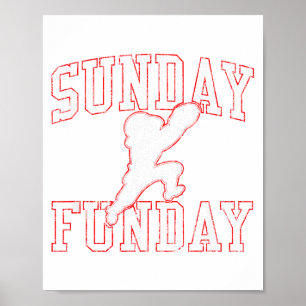 Vintage Sunday Funday New England Football Retro T Poster
