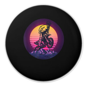 Vintage Sundown Motorbike Gift For Bikers Ceramic Knob