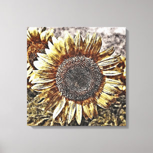 Vintage Sunflower artwork #4 - Wrapped canvas