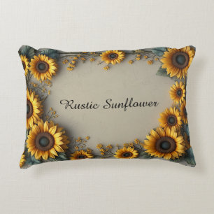 Vintage Sunflower Botanical Illustration Decorative Cushion