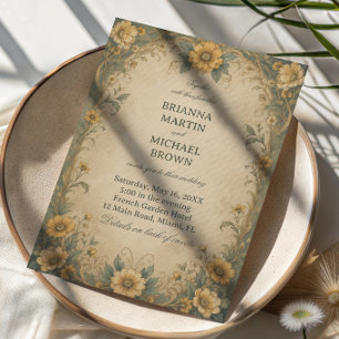 Vintage Sunflower Botanical Invitation