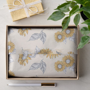 Vintage Sunflower Botanical Pattern Tissue Paper