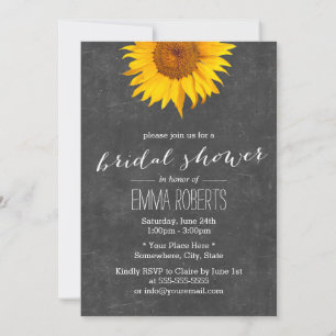 Vintage Sunflower Chalkboard Bridal Shower Invitation