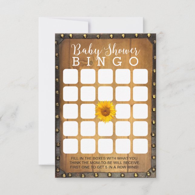 Vintage Sunflower Country Baby Shower Bingo Game Invitation (Front)