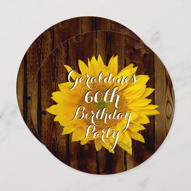 Vintage Sunflower Country Birthday Party Invitation (Front/Back)