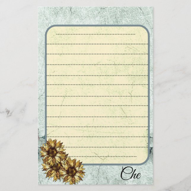 Vintage Sunflower Customised Writing Stationery  (Front)