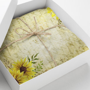 Vintage Sunflower Decoupage Handwritten Letter Tissue Paper
