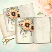 Vintage Sunflower Duo Junk Journal Page