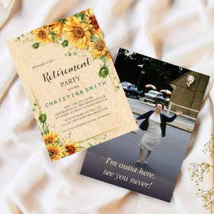 Vintage Sunflower Elegant Summer Retirement Party Invitation