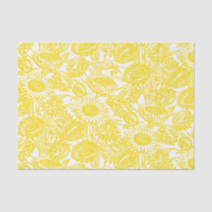 Vintage Sunflower Elegant Toile Yellow Tissue Paper