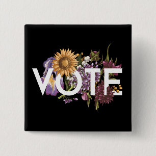 Vintage sunflower Floral Elegant Feminine Go Vote 15 Cm Square Badge