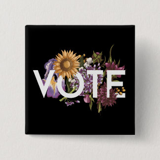 Vintage sunflower Floral Elegant Feminine Go Vote 15 Cm Square Badge