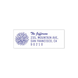 Vintage Sunflower Floral Name and Return Address Self-inking Stamp