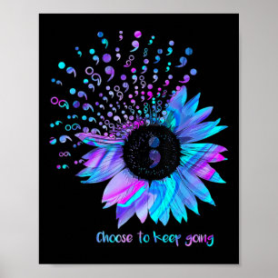 Vintage Sunflower Floral Suicide Prevention Awaren Poster