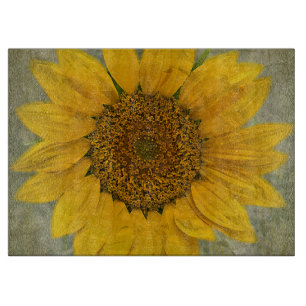 Vintage Sunflower Glass Cutting Board