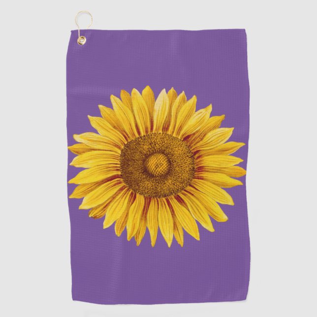 Vintage Sunflower Happy Flower Golf Towel (Front)