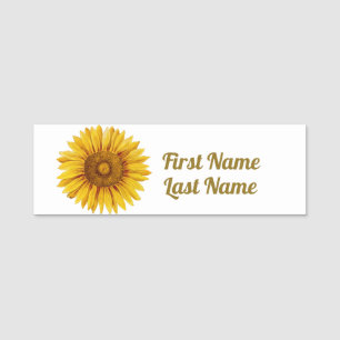 Vintage Sunflower Happy Flower Name Tag