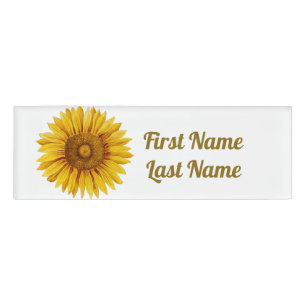 Vintage Sunflower Happy Flower Name Tag
