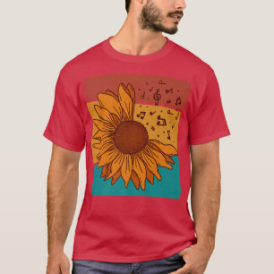 Vintage Sunflower Music Notes T-Shirt