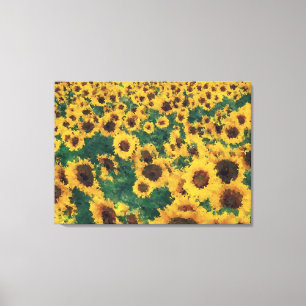 Vintage Sunflower painting art - Wrapped canvas