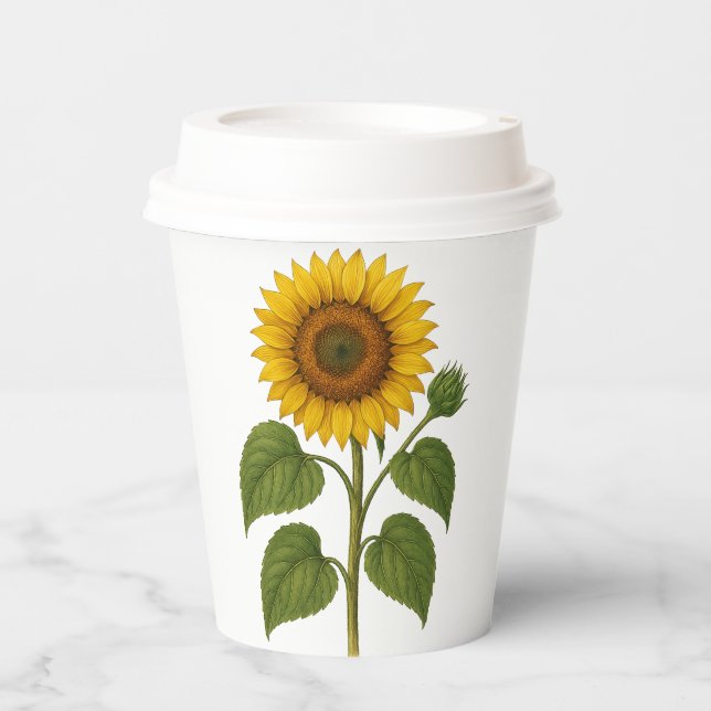 Vintage Sunflower paper cups with lid (Front)
