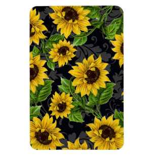 Vintage sunflower pattern magnet