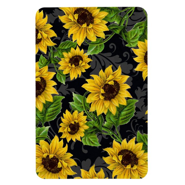 Vintage sunflower pattern magnet (Vertical)