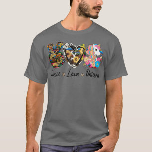 Vintage Sunflower Peace Love Unicorn Funny Unicorn T-Shirt