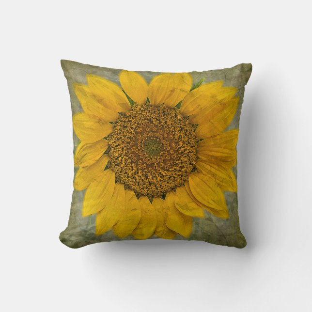 Vintage Sunflower Pillow (Front)
