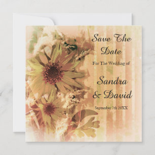 Vintage Sunflower Save The Date  Announcement