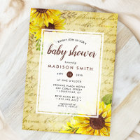 Vintage Sunflower Script Baby Shower