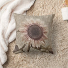 Vintage Sunflower Sepia Brown Pink Rustic Texture