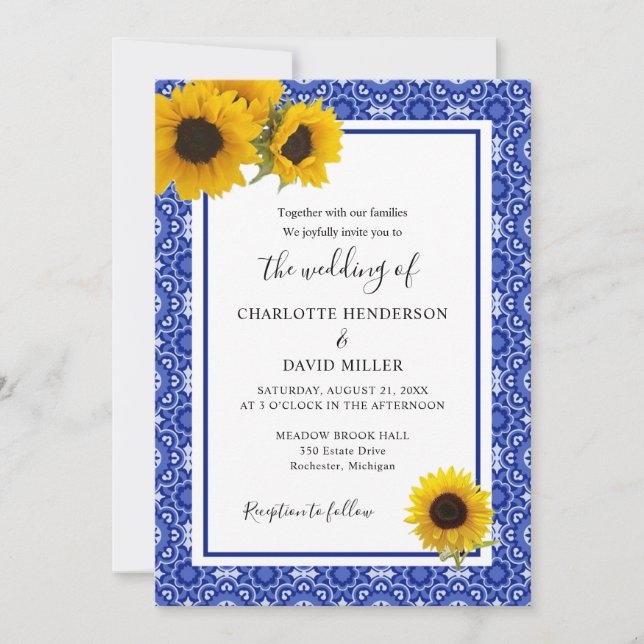 Vintage Sunflower Wedding Invitation (Front)