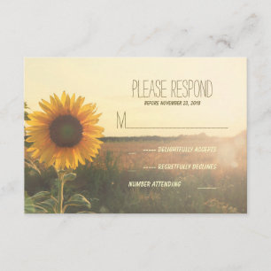 vintage sunflower wedding RSVP cards