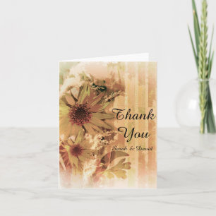 Vintage Sunflower Wedding Thank You Card